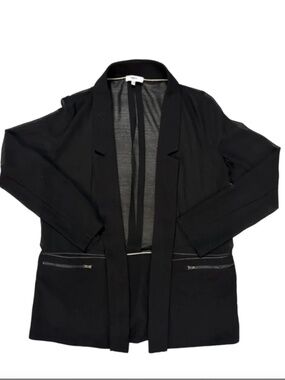 SUNCOO Semi-Sheer Blazer with Metallic Piping and Zipper Pockets